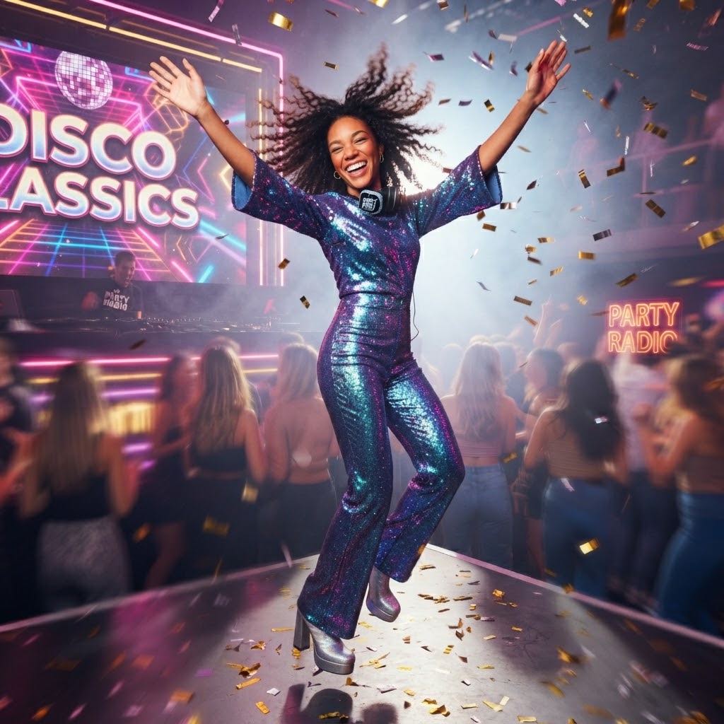 Vrouw gaat uit haar dak op disco classics tijdens feest - Radiozenders.FM