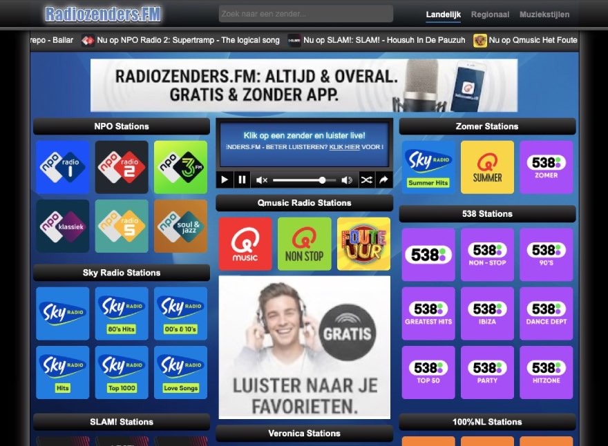 Overzicht van Radiozenders.FM met alle Nederlandse zenders en duidelijke tegels