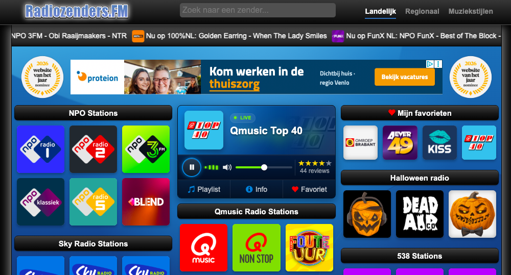 De website Radiozenders.FM voorzien van een nieuwe audio-player en functionaliteiten