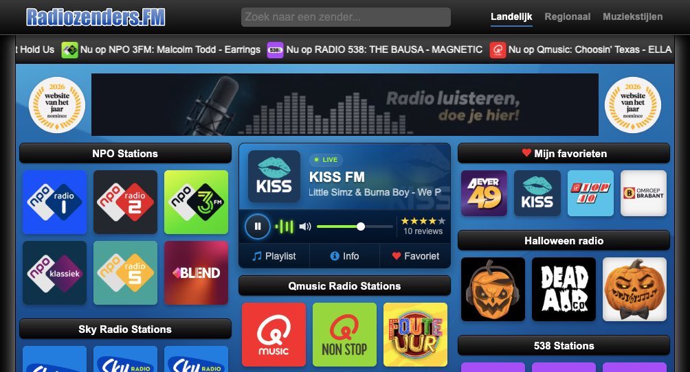 De website Radiozenders.FM voorzien van een nieuw design en logo.