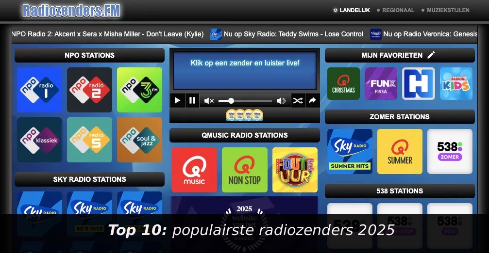 Top10 - Meest beluisterde radiozenders 2025 Top10 - Meest beluisterde radiozenders 2025
